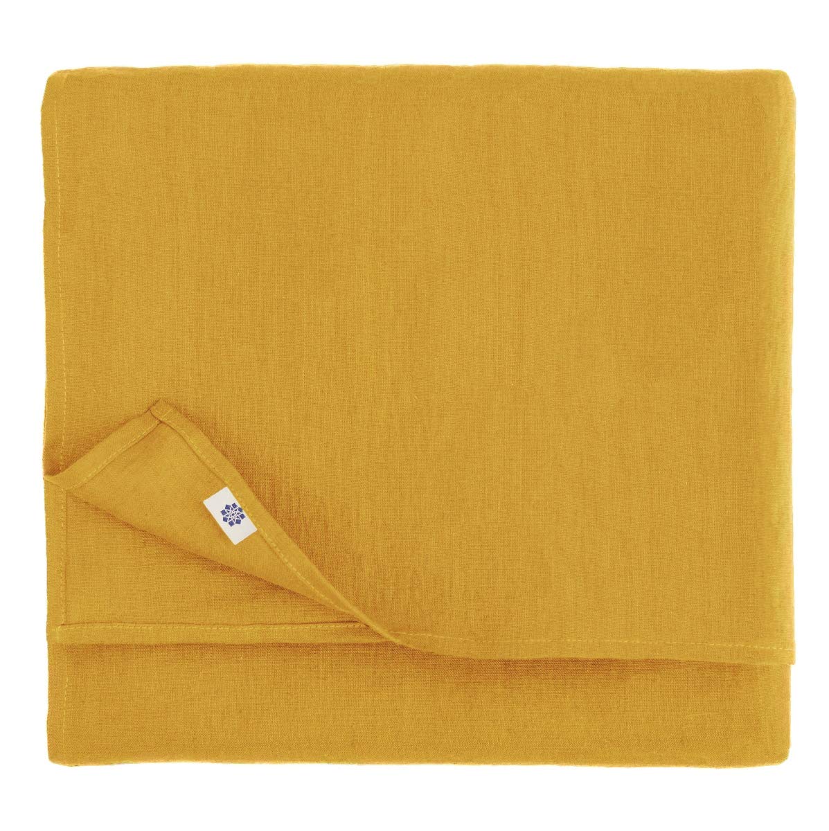 Linen & Cotton Tablecloth Table Linen Cloth Hygge - 100% Linen, Mustard Yellow (140 x 250 cm) Rectangular Washable Table Cloth for Home Kitchen Dining Table Decoration Restaurant Hotel Summer Party