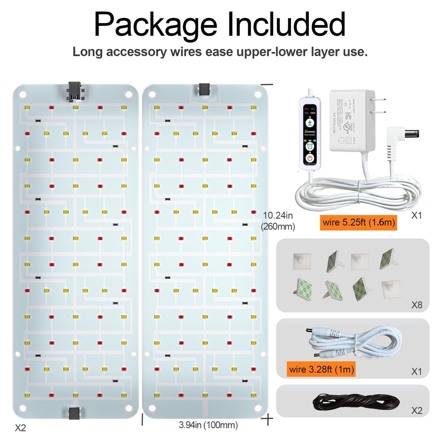 DOMMIA Panel Grow Light for Indoor Plants, 20W Ultra-Thin Full Spectrum LED Grow Light for Shelf & Cabinet, Dimmable with 6/12/16H Timer, Warm White, 1-Pack