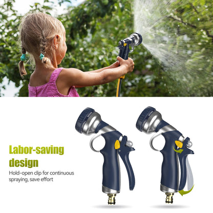 VOXON Hose Pipe Spray Gun with 8 Adjustable Patterns, 100% Heavy Duty Metal Garden Hose Spray Gun Zinc Alloy High Pressure Spray Nozzle Perfect for Car and Pet Washing, Cleaning, Garden Watering