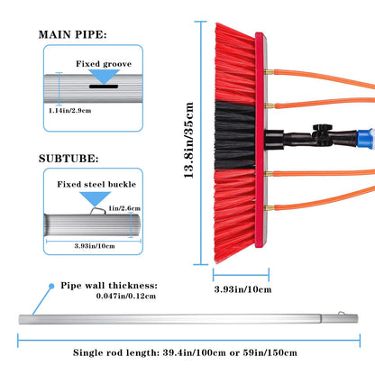 35 FT Water Fed Pole Kit Adjustable Solar Panel Cleaning Kit Cleaner Tool for Window Glass Roof Outdoor Glass Brush Window Washing Equipment (35FT)