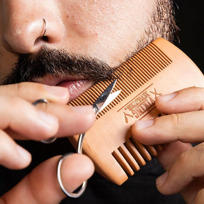 Beard Growth Kit - Oil, Balm, Serum, Derma Roller & Wooden Comb for Beard & Mustache Growth