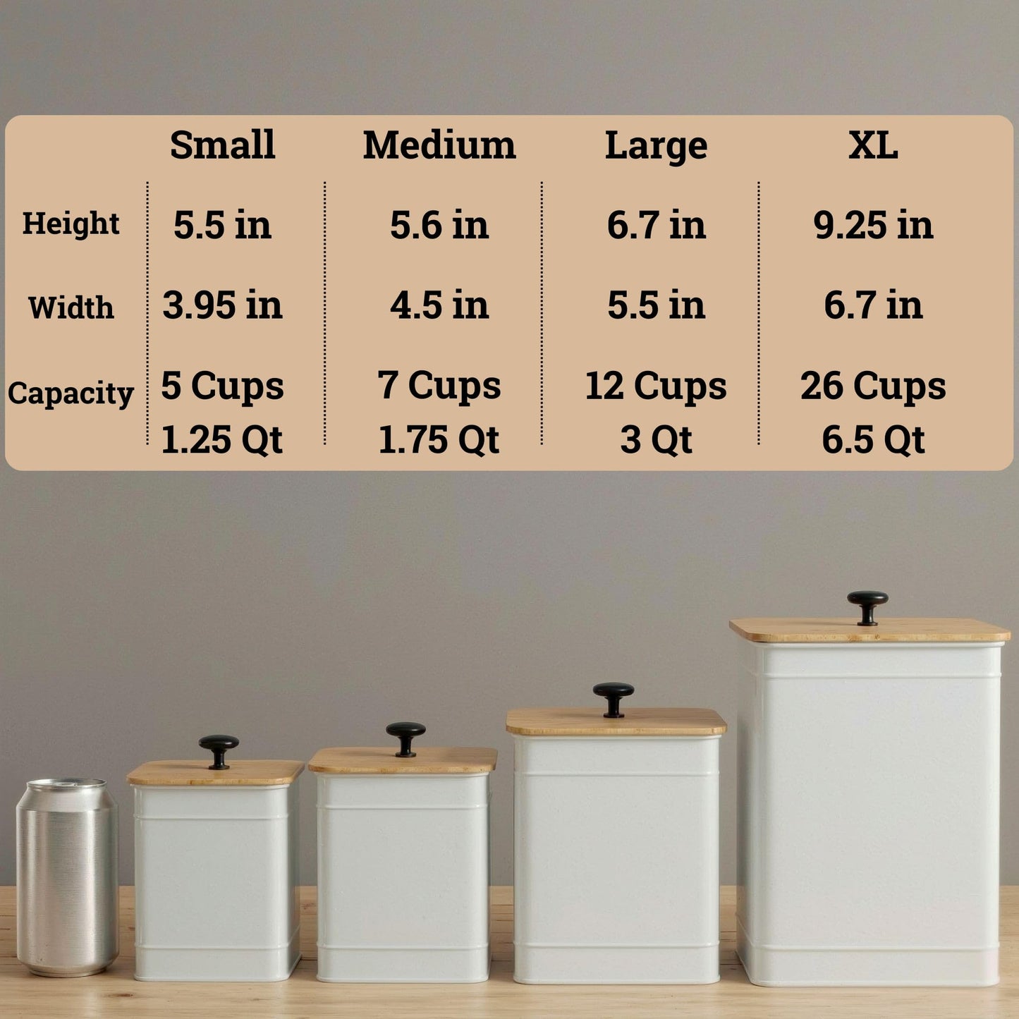 Kitchen Canisters for Countertop Set of 4 with Customizable Chalkboard Labels & Marker Pen - Big Iron Kitchen Canisters with Airtight Lids - Canisters Sets for the Kitchen - White Kitchen Canister Set