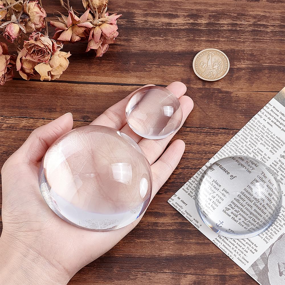 PH PandaHall 3pcs Crystal Dome Paperweight Glass Paperweight Magnifying Round Glass Block Office Desktop Accessories Funny Office Keepsake Gift Tabletop Dector for Reading Home 1.5/2.3/3.1 inch