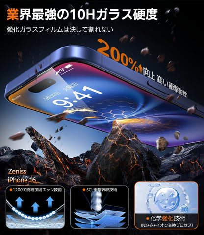 NeverBreak 9H+ Hardness for iPhone 17 Pro Max Screen Protector 12FT Military Grade Protection (Scratch, Shatter, Drop Resistance) Tempered Glass Full Edge Coverage 6.9", 2 Pack with De-Bubble Card