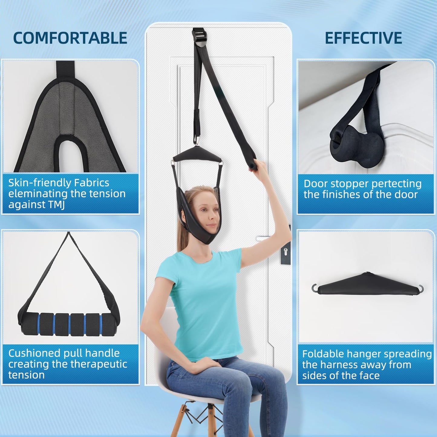 Cervical Neck Traction Device Over-The-Door,Portable Neck Stretcher,Effective Home Physical Therapy for Neck Pain Relief