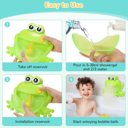 Light Up Baby Bath Bubble Toy with 24 Classical Nursery Rhymes, Automatic Frog Bubble Maker for Kids