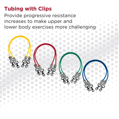 THERABAND Resistance Tubing with Connectors for Wall, Rehab & Wellness Station, Medium Level 3, Set of 2, 24-Inch Red Tubing for Physical Therapy, Exercise, Rehab, Clinics & Pilates, Latex Tubes