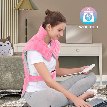 Comfytemp Upgraded Heating Pad for Back Neck Shoulders Deeper Pain Relief, 22"x33" Large Weighted Electric Heat Pad, Gifts for Women Men, Safe Design — 2H Auto-Off, Soft & Washable