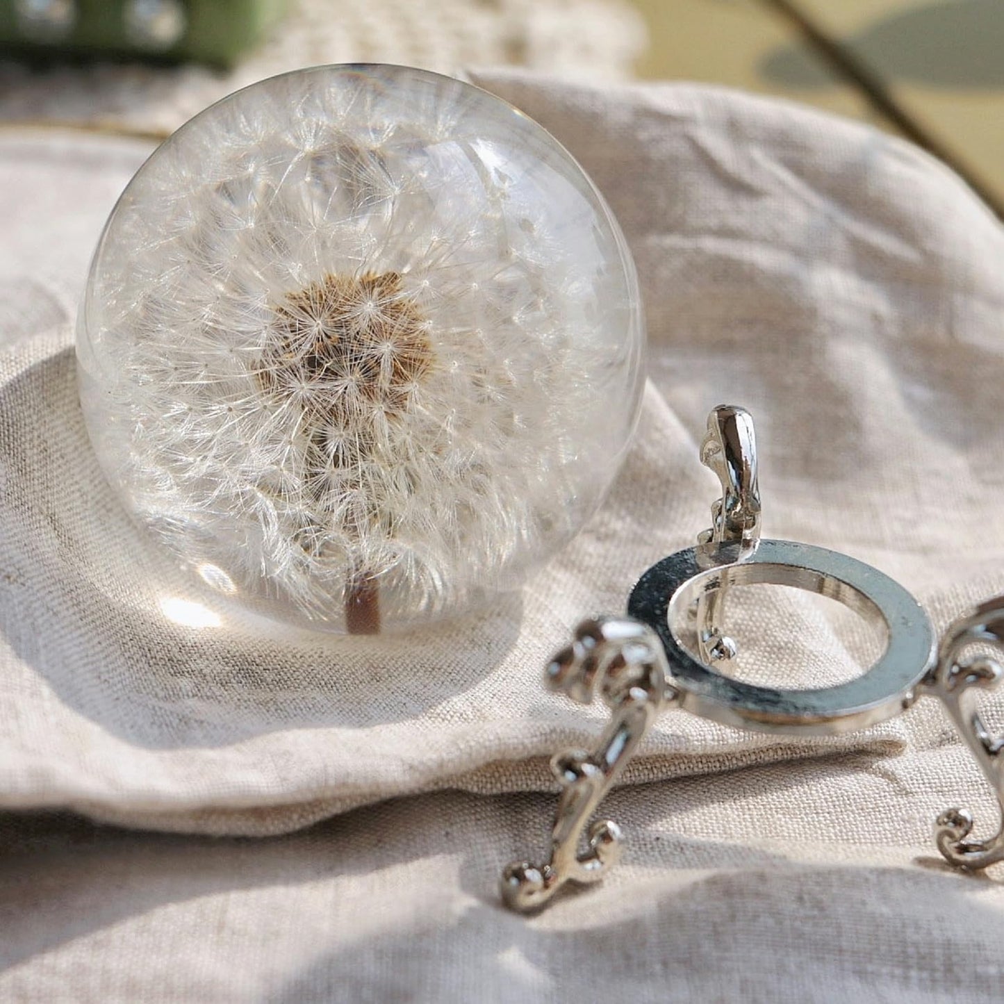 Real 60mm Dandelion Paperweight, Dandelion Resin Crystal Ball with Stand, Office Desktop Home Decor Gift for Dad,Mom,Teacher, Birthday, Wedding Valentine's Mother's Father's Day Gifts