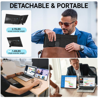 Redalf Laptop Screen Extender, 15.6" FHD 1080P Portable Monitor for Laptop, Detachable and Plug-Play Travel Monitor for 13-17.3" Laptops,Compatible for Mac/Wins/Dex/Chrome