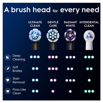 Oral-B iO Ultimate Clean Electric Toothbrush Head, Oral B Electric Toothbrush Heads, Twisted & Angled Bristles for Deeper Plaque Removal, Pack of 4 Toothbrush Heads, Black