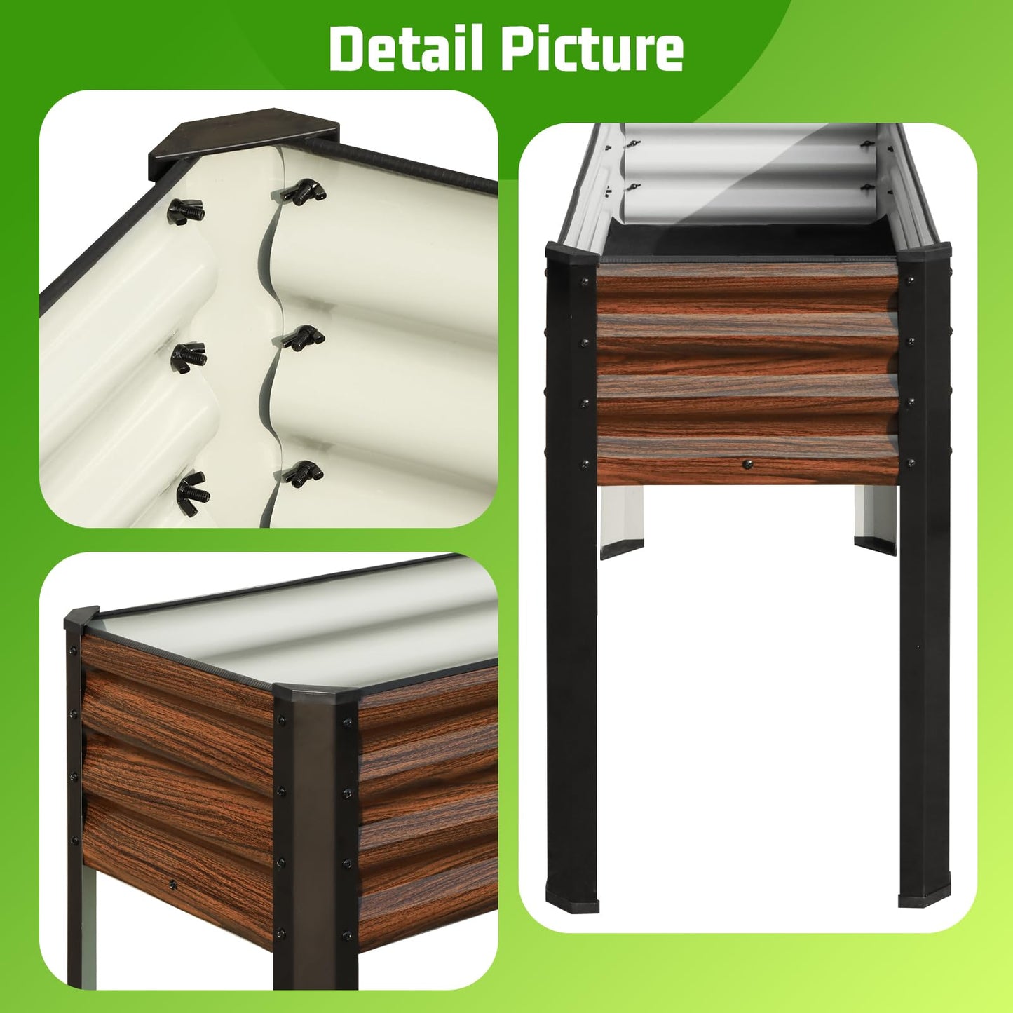 SnugNiture Raised Garden Bed with Legs, 2PCS 48×18×32in Outdoor Metal Elevated Raised Planter Box for Backyard, Patio, Balcony