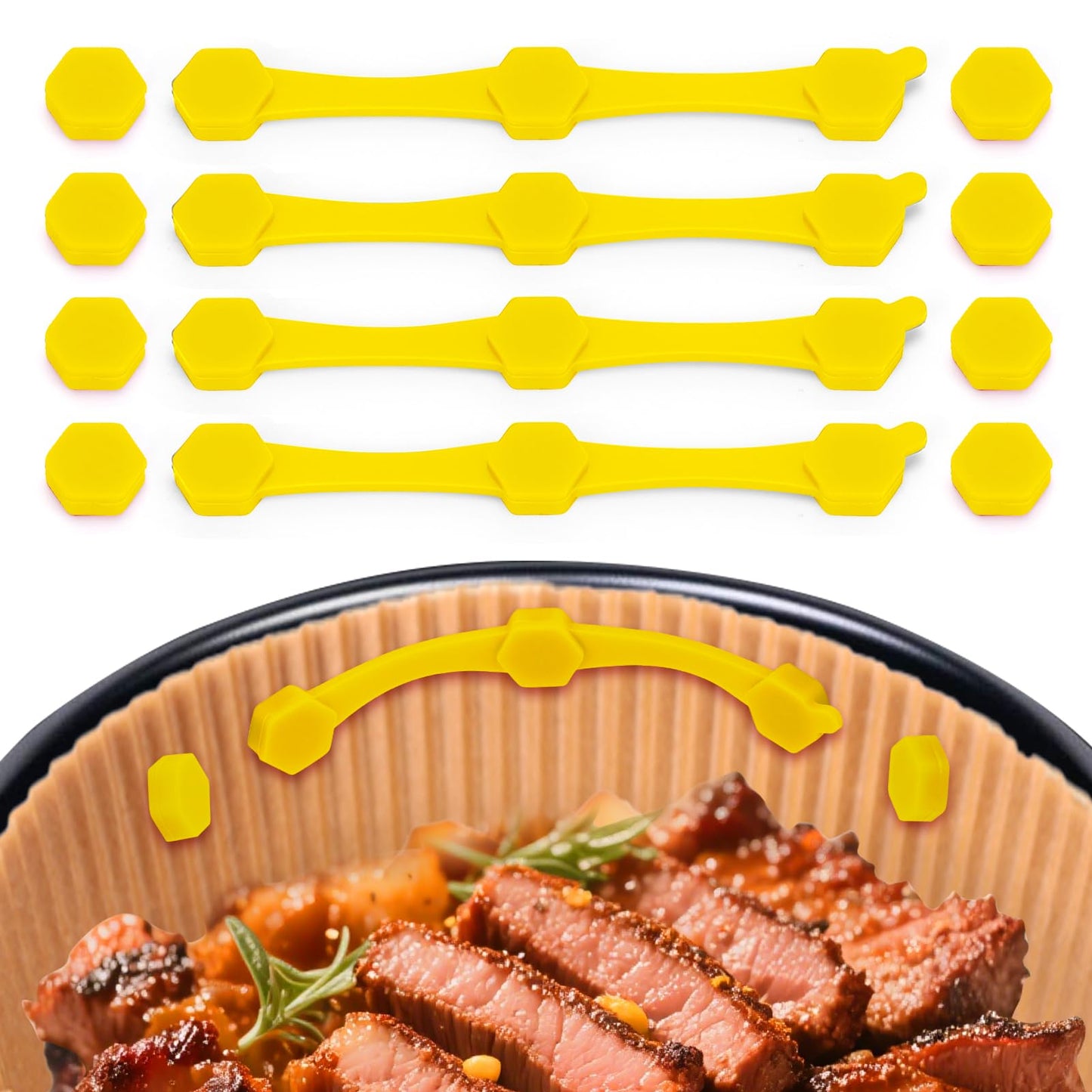 12PCS Air Fryer Magnets Silicone Buckle for Parchment Paper Liners, High-Temp Resistant Air Fryer Accessories, Prevent Burning, Safely Lock Paper from Heating Element or Covering Food (Red)