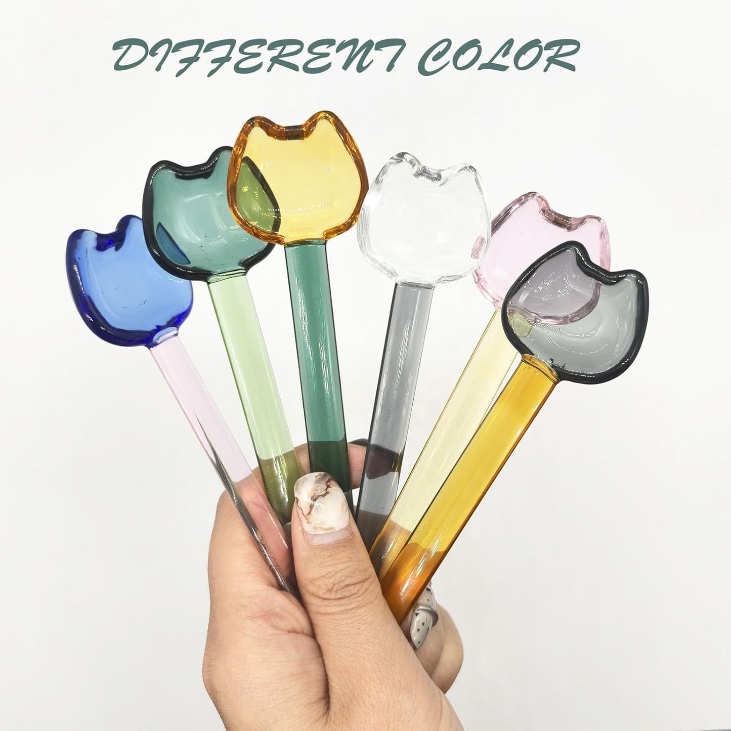 TMXAOK 5 Pieces Coffee Spoons, Glass Coffee Stirring Spoon, Espresso Stirring Spoon, Coffee Teaspoons, 6inch Coffee Stirrers for Tea Cocktail Milkshake Cold Drink Home Bar Party