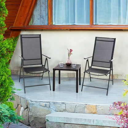 PHI VILLA Indoor Outdoor Small Metal Square Side/End Table, Patio Coffee Bistro Table, Black