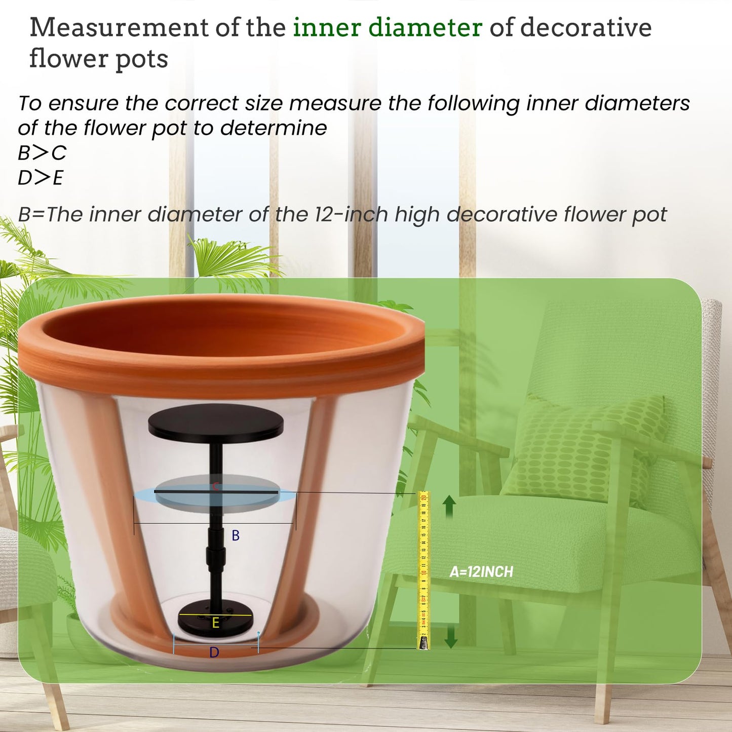 Topfurn Adjustable Height Plant Risers for Pots Indoor & Outdoor 2 PCS , 12-21" Height, 6/8/10" Base - Iron Rise Plant Fillers Risers for Tall, Square, Round, Tapered Planters