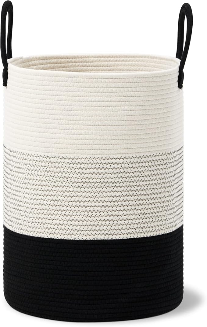 VIPOSCO Large Laundry Hamper, Tall Woven Rope Storage Basket