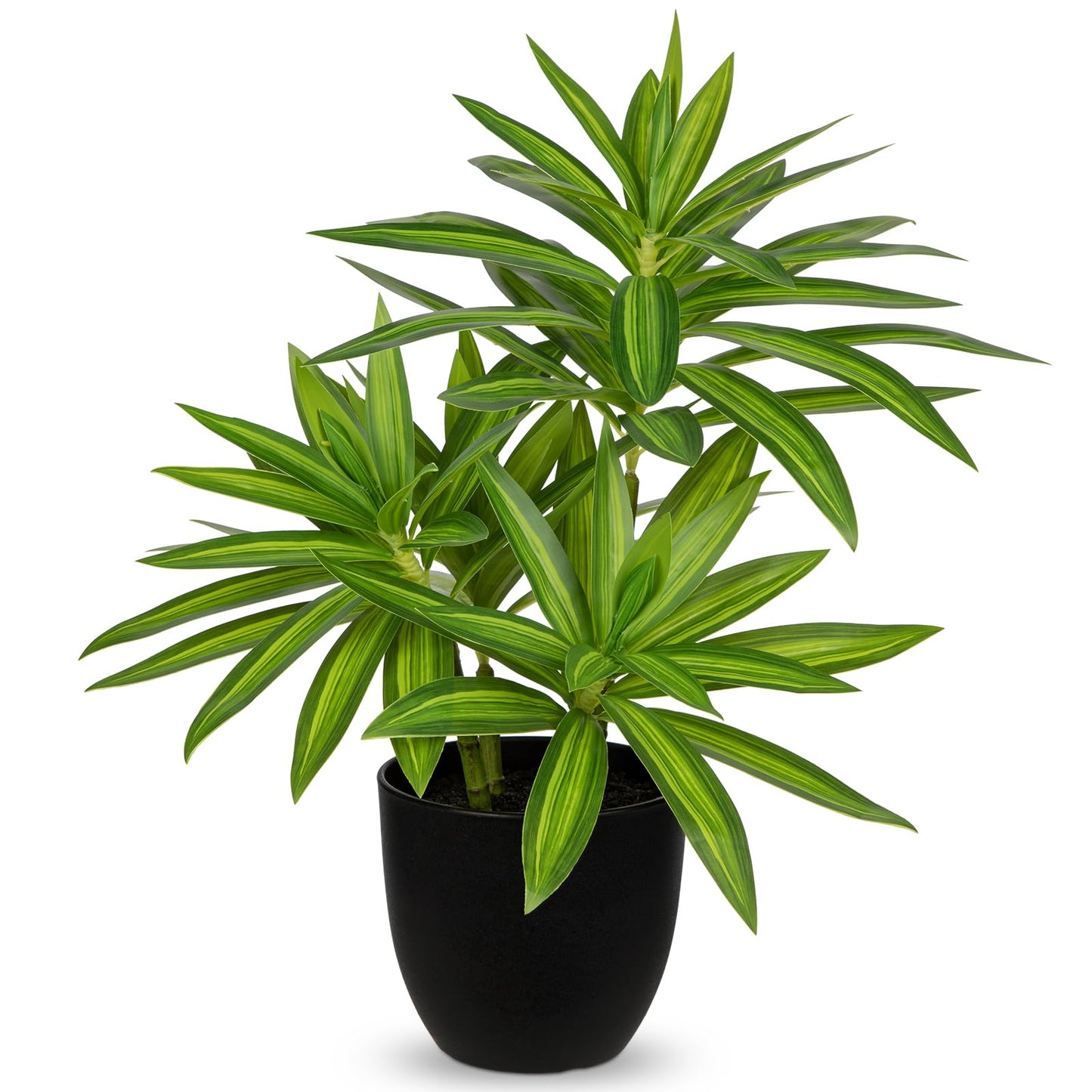 Faux Plants Dracaena Artificial Plant Realistic Green 16.1" Fake Plants in Pot Small Indoor Plants Fake Potted Plants Artificial Decor for Home Living Room Bathroom Office House Table Desk Shelf