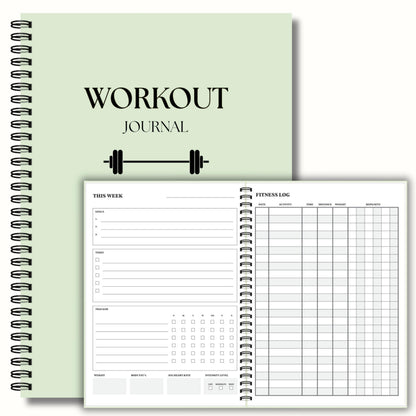 Workout Journal for Men & Women – Fitness Journal & Workout Logbook, Gym Fitness Planner with 52 Weeks of Tracking, Exercise Log Book for Weight Loss & Training – Hard-Cover Spiral Binding – Green