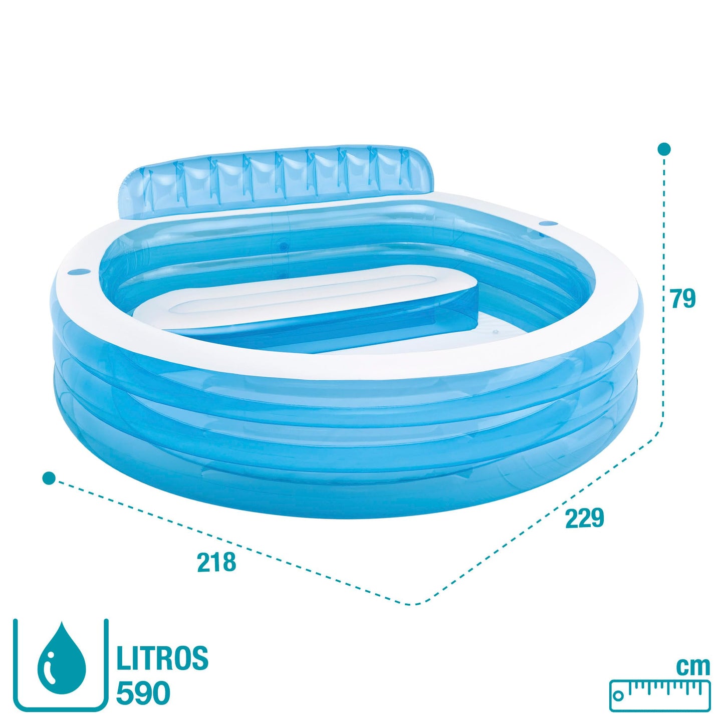 Intex 57190NP Swim Center Family Lounge Pool, 229 x 218 x 76 cm