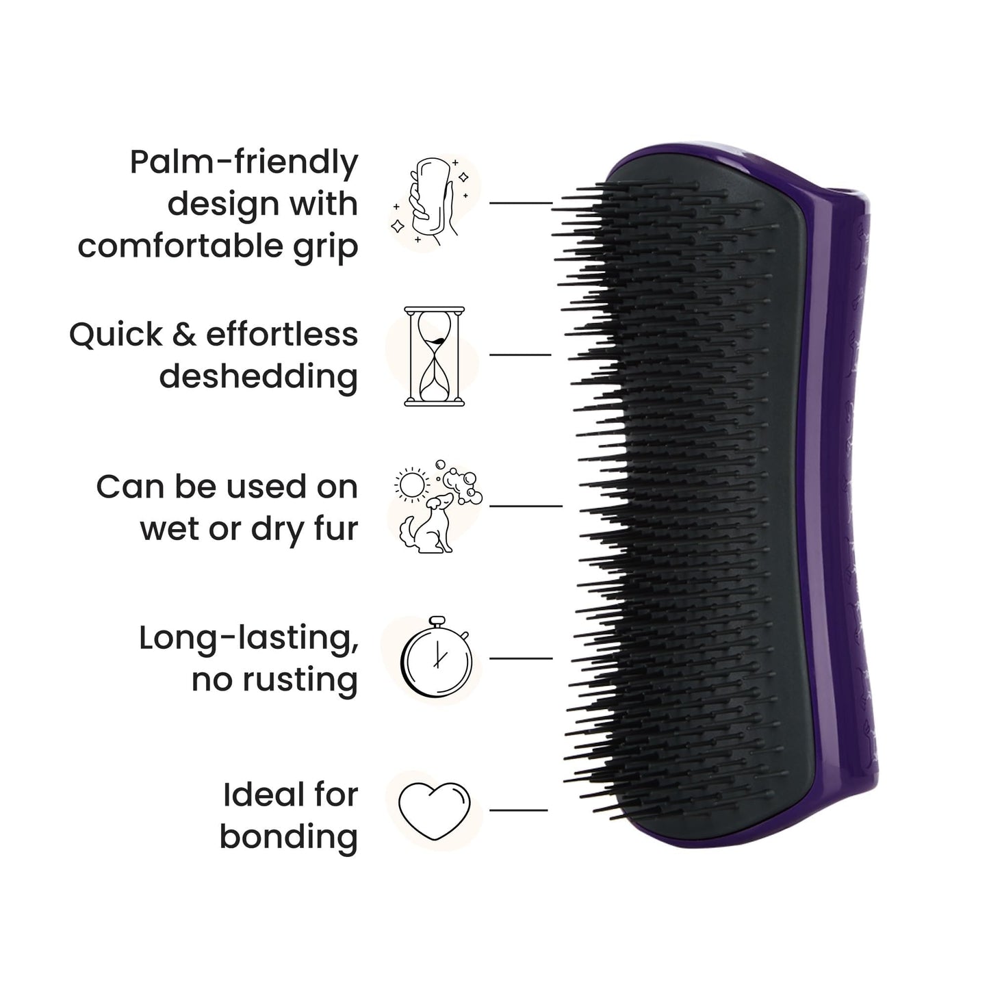 Tangle Teezer | Pet Teezer | Dual-Tier De-Shedding & Grooming Brush for Dogs | Gentle Polymer Teeth | Ideal for Double-Coated Breeds | Ergonomic & Easy Clean | Purple & Grey