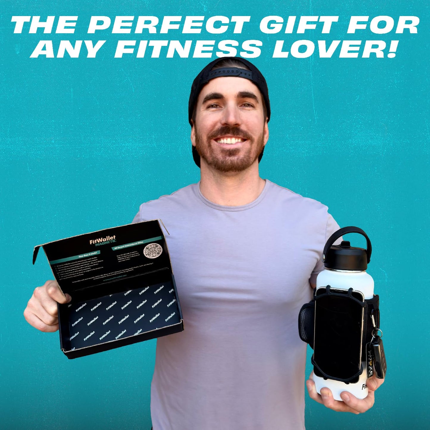 FitWallet Magnetic Gym Water Bottle Bag & Phone Holder – Hands-Free Sleeve Pouch for Stanley, Hydro Flask & YETI – Detachable Smartphone Case for Workout