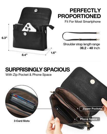 CHOLISS Small Crossbody Bags for Women, Vegan Leather Cell Phone Purse, Mini Travel Purse with Adjustable Strap