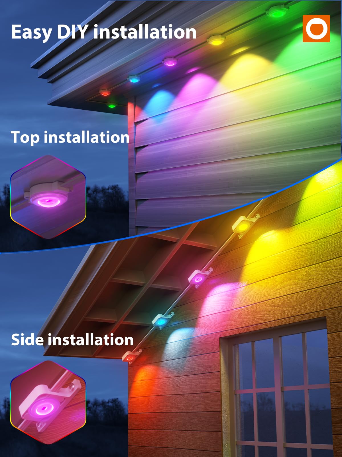 addlon Permanent Outdoor Lights, 100FT with 50 Dual-LED, Cuttable & Extendable, Remote & App Control RGB Eave Light, IP67 Waterproof Outdoor Lighting for House, for Halloween Décor, Christmas Light