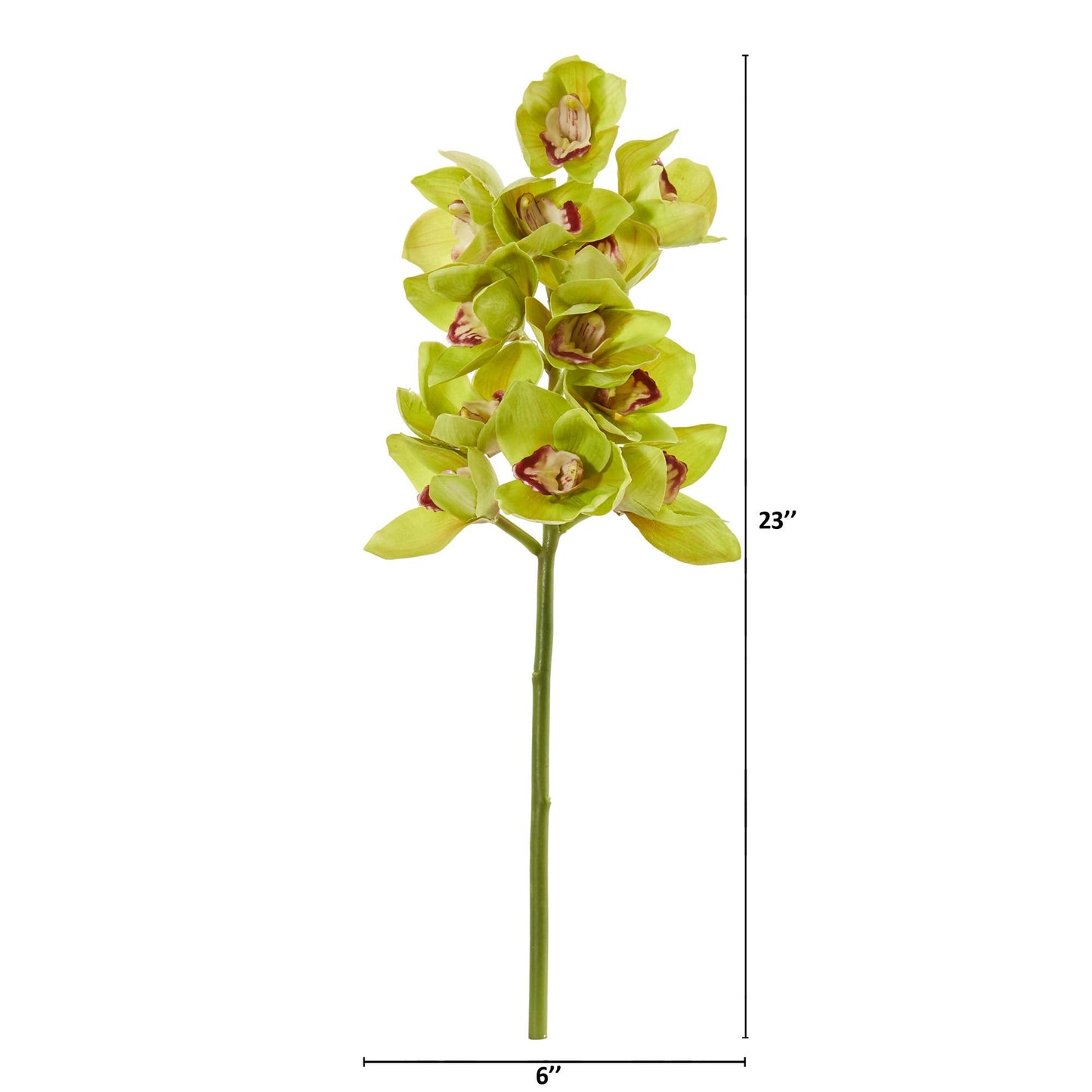 Nearly Natural 23in. Cymbidium Orchid Artificial (Set of 3) Silk Flowers, Green