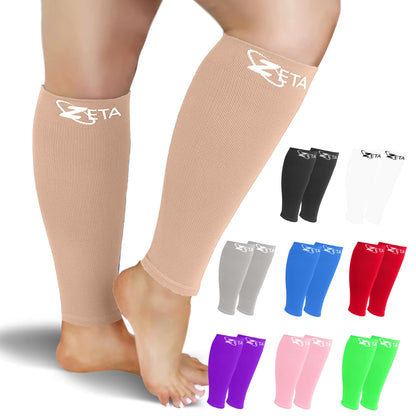 Zeta Wear Plus Size Support Leg Sleeve - Wide Calf Compression, Great for Travel & Flights, Women Love Its Amazing Fit, Cotton-Rich Comfort & Soothing Relief, 1 Pair, 3XL, Nude