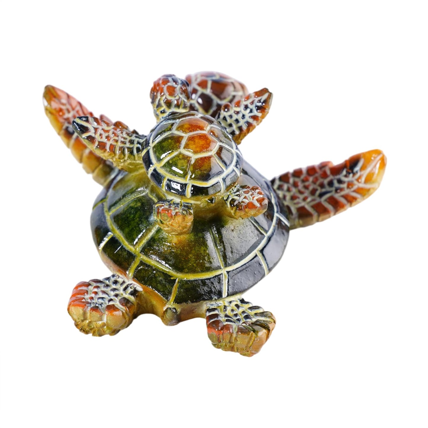 Brizoria Sea Turtle Ocean Decor Coastal Resin Figurines Green Beach Themed Room Decor Textured Shell and Flippers for Shelf Tabletop Bathroom Bedroom Office, Green