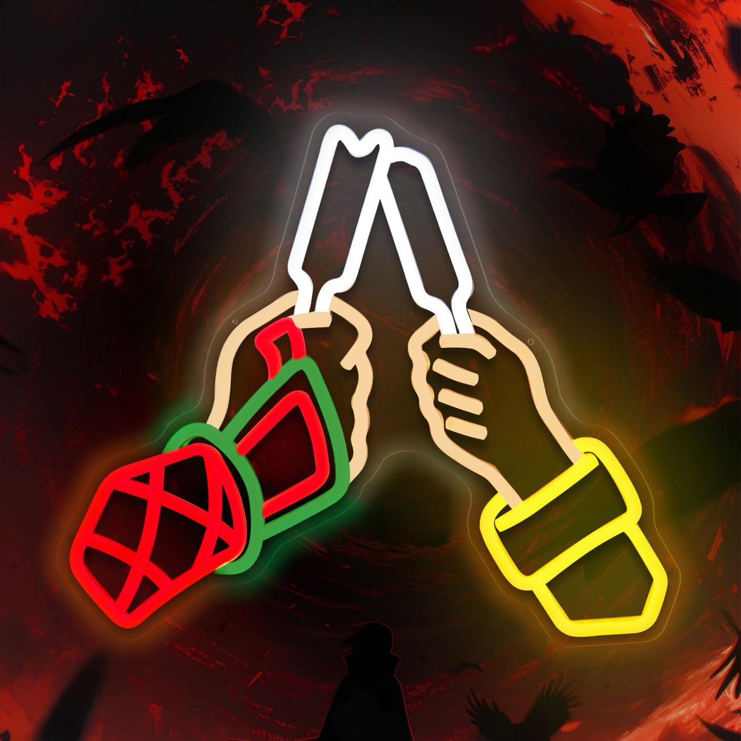 Mvorixa Anime Neon Sign Hand Neon Light for Wall Decor, Dimmable LED Japanese Anime Style Neon Sign for Bedroom, Game Room, Otaku Room, Man Cave, Birthday Gift for Anime Fans