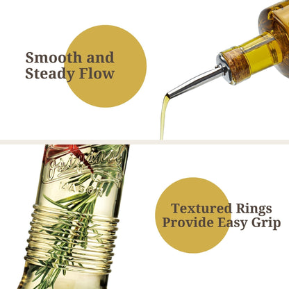 MosJos Original Mason Oil and Vinegar Dispenser Set - 17 oz Glass Olive Oil & Vinegar Cruet Set - Non-Drip, BPA-Free, Dishwasher Friendly Bottles with Stainless Steel Spouts
