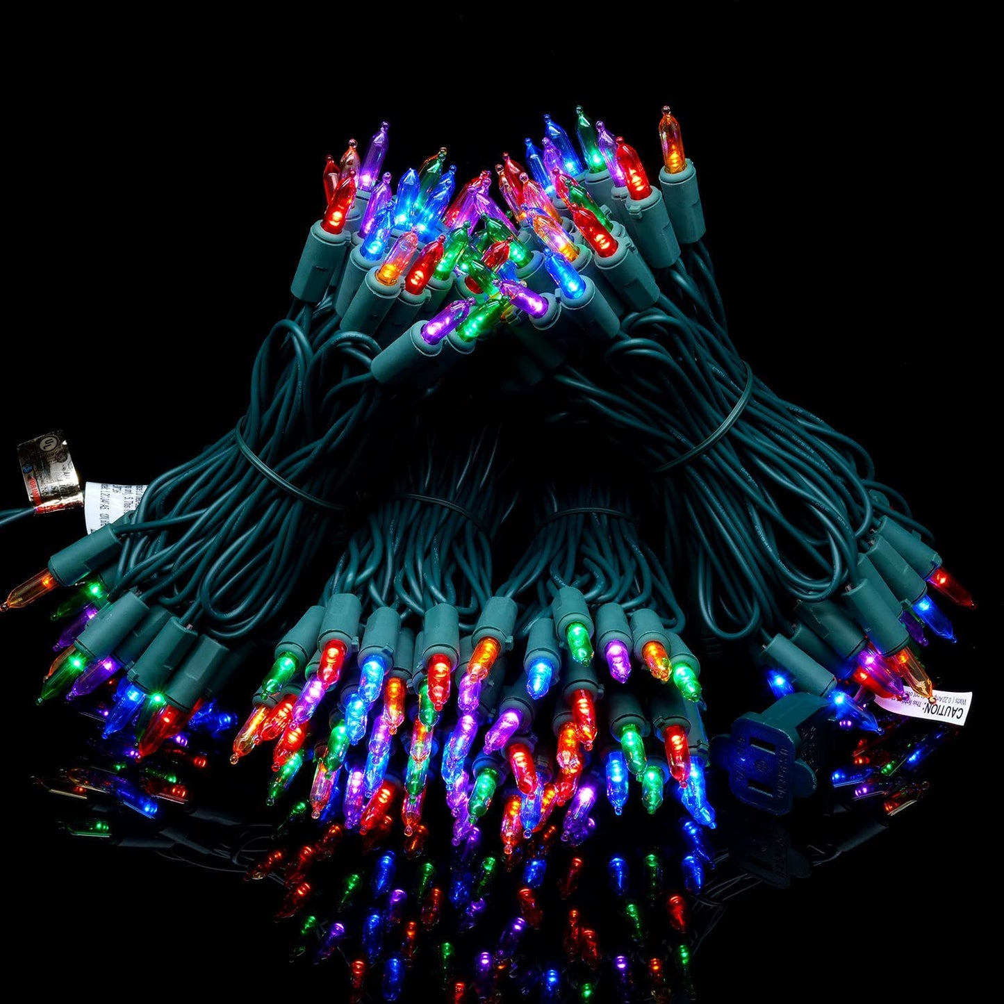 YULETIME 200 Multicolor LED Christmas Lights, 66 ft Green Wire String Light