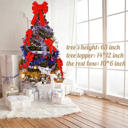Red Christmas Bows Decorations Big Velvet Bow with Wired Gold Border for Tree Topper, Wreaths, Outdoor, Garland, Outside (12 * 14 inch)