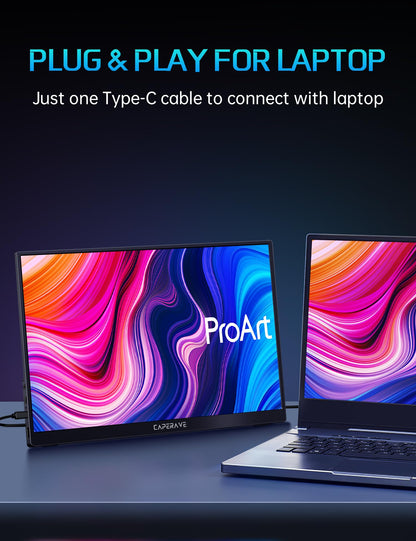 Portable Monitor for Laptop, Ultra Slim 15.6'' 1080P FHD Travel Monitor with Kickstand & Speaker, USB C HDMI, Gaming External Screen for Computer Laptop PC Mac Phone Xbox Switch PS5/4