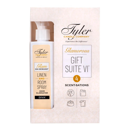 Tyler Candle Company - Diva Glamorous Gift Suite VI - (On Demand Room Spary, Glamorous Wash, Jar Candle, Autoglam)