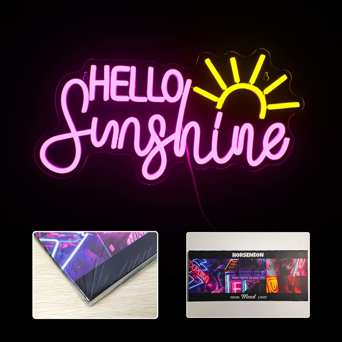 Horseneon Good Food Good Mood Neon LED Sign, Food Neon Signs for Wall Decor, Good Food Good Mood Neon Light with USB Powered for Snack Shop, Restaurant, Fast Food