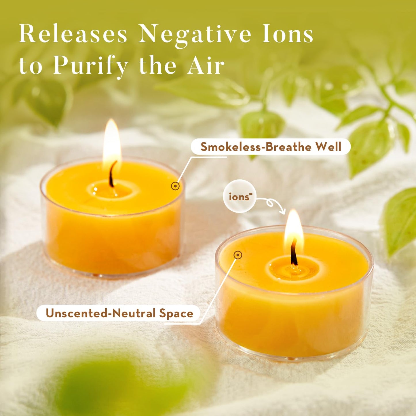 Ashlux Unscented Beeswax Tea Lights Candles 20 Pack, 4 Hours Long Burning Handmade Yellow Tealight Candles, Clear Acrylic Cup Smokeless Candles for Wedding, Christmas, Centerpiece & Home Decor