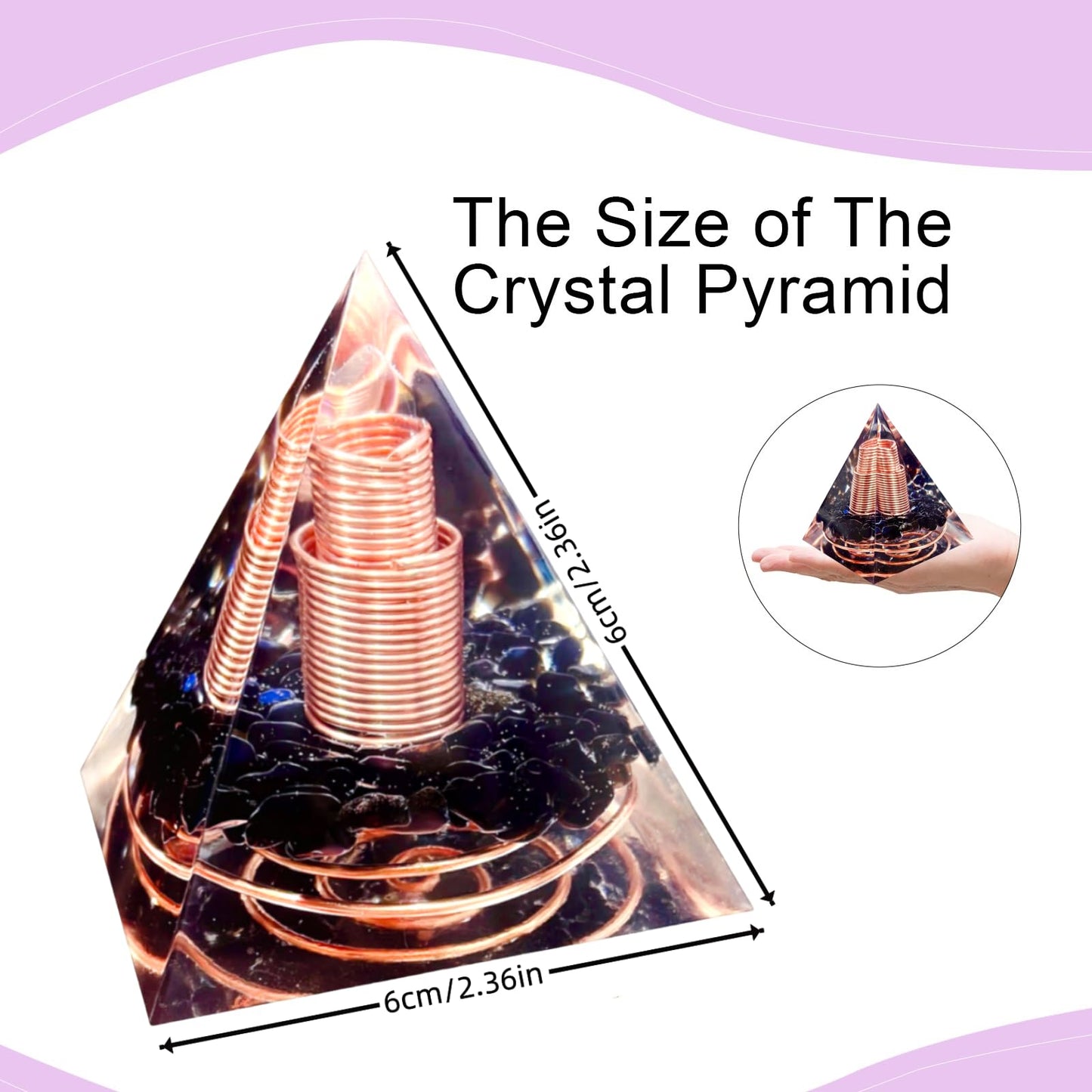 Saefheled Crystal Column Orgone Pyramid,Natural Energy Obsidian&White Quartz Orgonite Crystal Healing Pyramids,for Reduce Stress, Balance Chakra,Meditation Attract Luck,Accumulate Wealth Health(6cm)