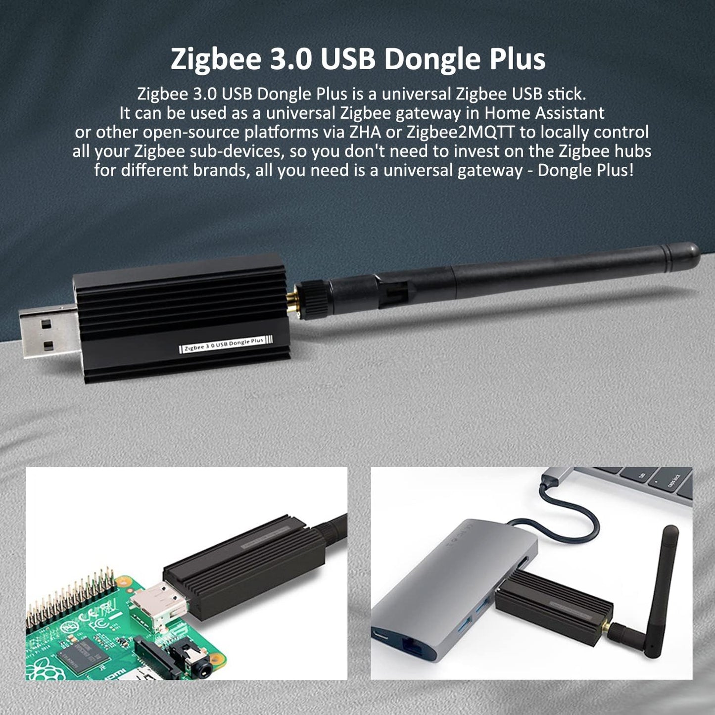 Zigbee 3.0 USB Dongle Plus-E Gateway,Universal Zigbee Gateway Adapter with Antenna,for Home Assistant,Open HAB,etc,Zigbee 3.0 USB ZBDongle-E,EFR32MG21