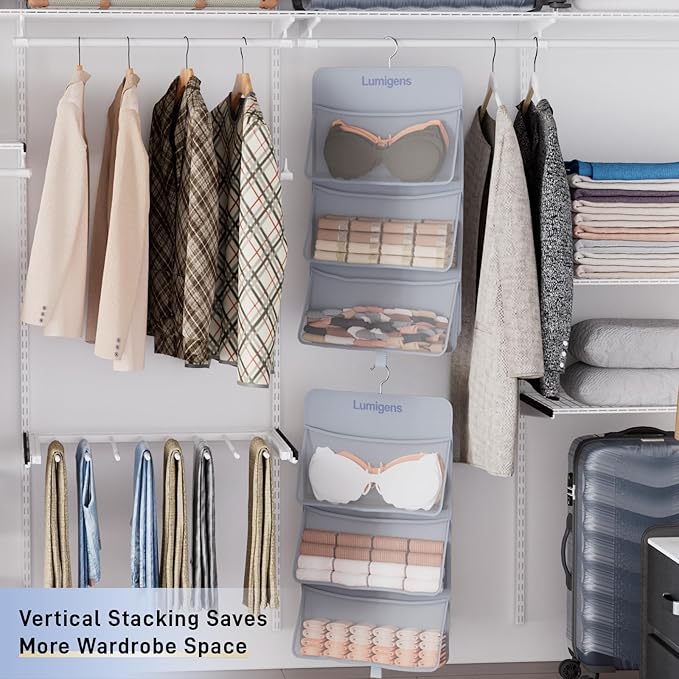 Sock & Underwear Storage Organizer, Hanging Closet Organizer