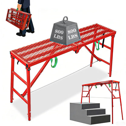 Foldable Scaffolding Platform, 70.8x15.7x36.2-62 Inch Portable Work Platform, 770 Lbs Adjustable Height Industrial Step Ladders, Perfect for RV Cleaning, Home Painting and Reaching High Places