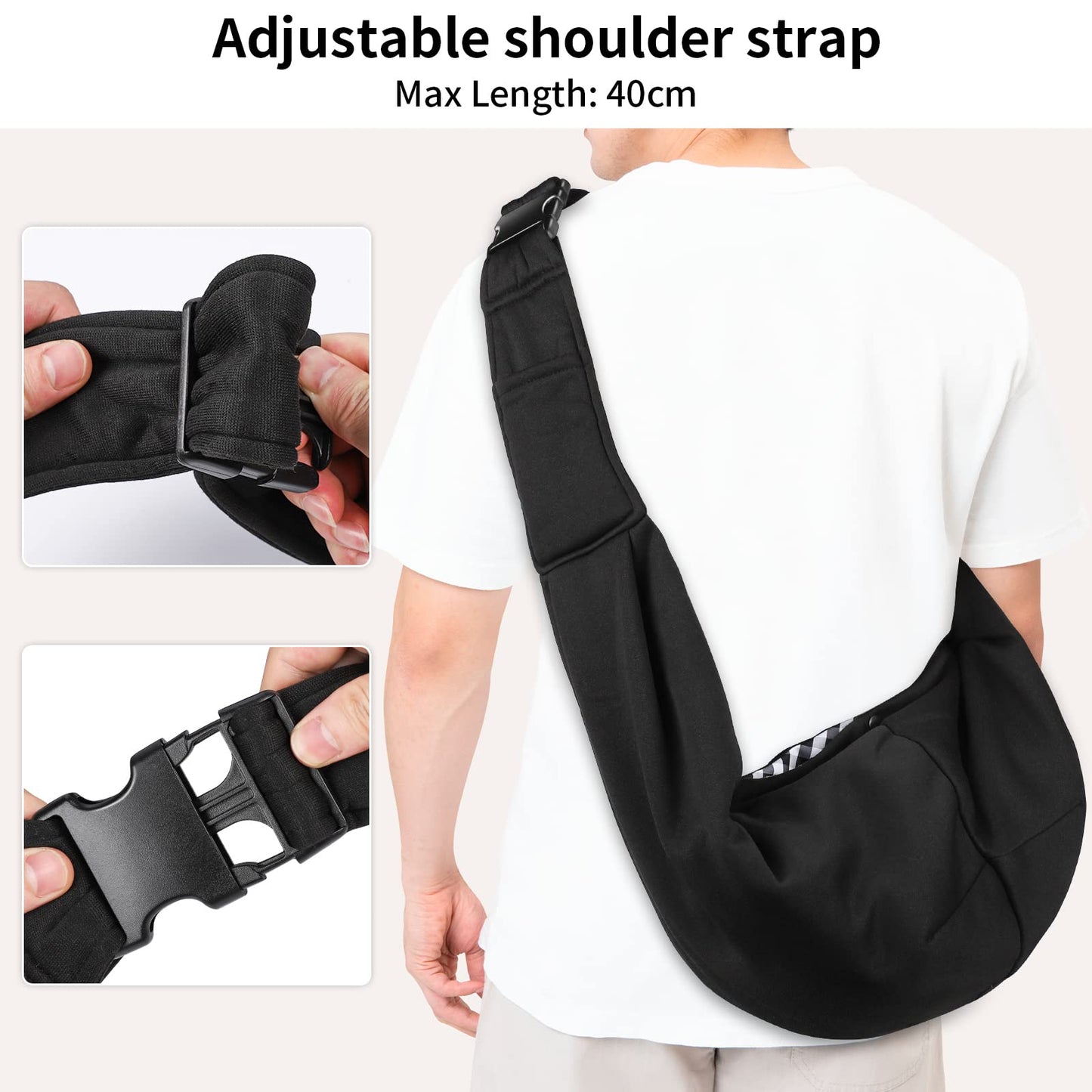 Sarsumir Dog Carrier Bag Dog Sling, Pet Carrier for Small Medium Cat Dog, Puppy Carrier with Adjustable Shoulder Strap Puppy Sling for Travel Walking Shopping, Black