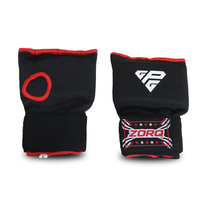 ZORQ Gel Boxing Hand Wraps Inner Gloves - Quick Padded Knuckle Protection Under Mitts for Men & Women - Semi-Elastic Wrist Support for MMA, Muay Thai, Kickboxing & Martial Arts (Red, Large)