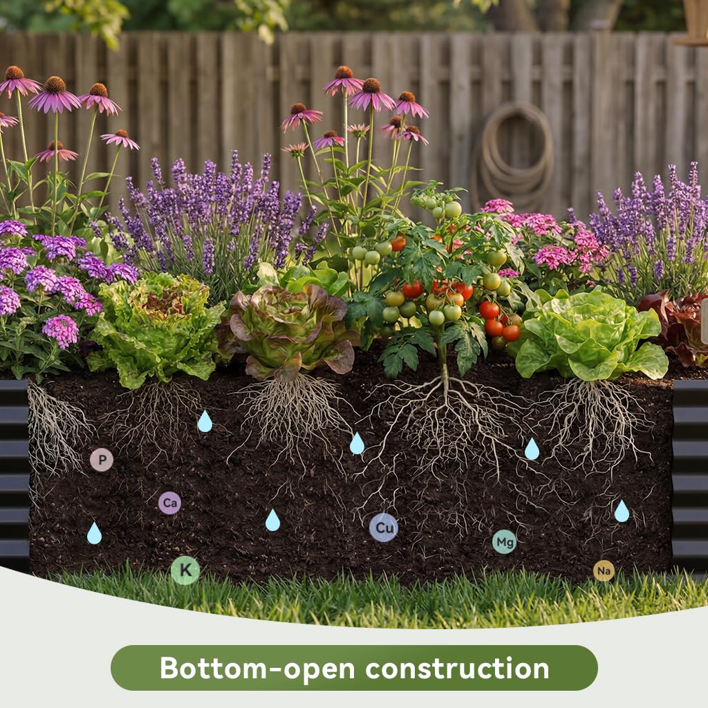 COMHOMA 2 Pack Galvanized Raised Garden Bed,6x3x2ft Large Metal Planter Box for Outdoor Vegetables,Corrugated Steel Herbed Plants Container,Extra Deep Gardeners Kits with Open Bottom