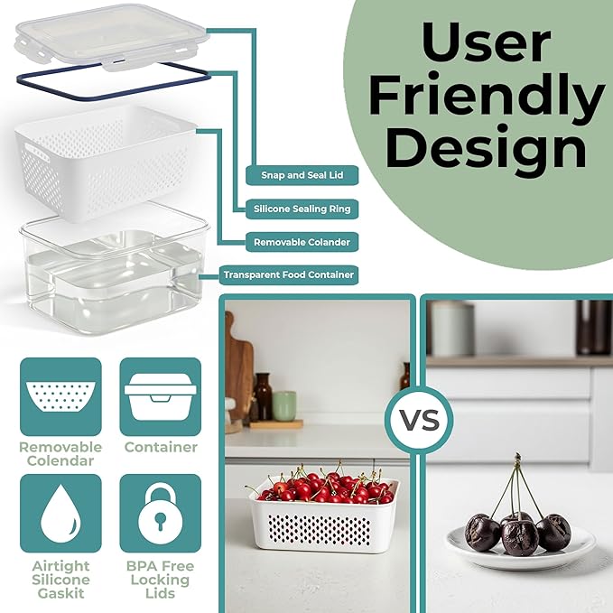 5 Pack Large Fruit Storage Containers