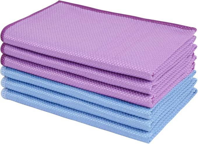 SINLAND Microfiber Glass Cleaning Cloth, Lint Free Cleaning Cloths