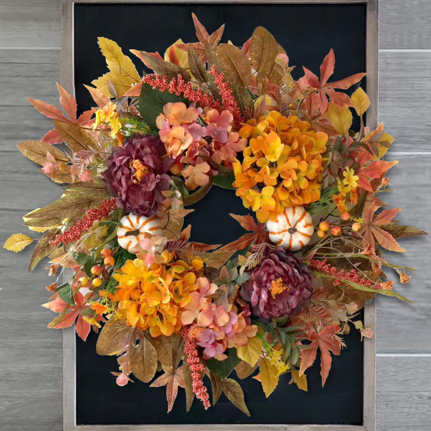 WANNA-CUL 24 Inch Fall Harvest Front Door Wreath Autumn Thanksgiving Decor