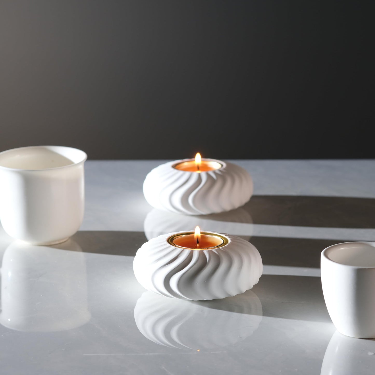 ICNBUYS Twizzle Twist Tealight Holder, Decorative Tealight Holder for Table Display, Unique Home Décor Aesthetic, Housewarming Gift, Spiral Sculpture Tealight Candle Stand Height 1.6 inches Cement